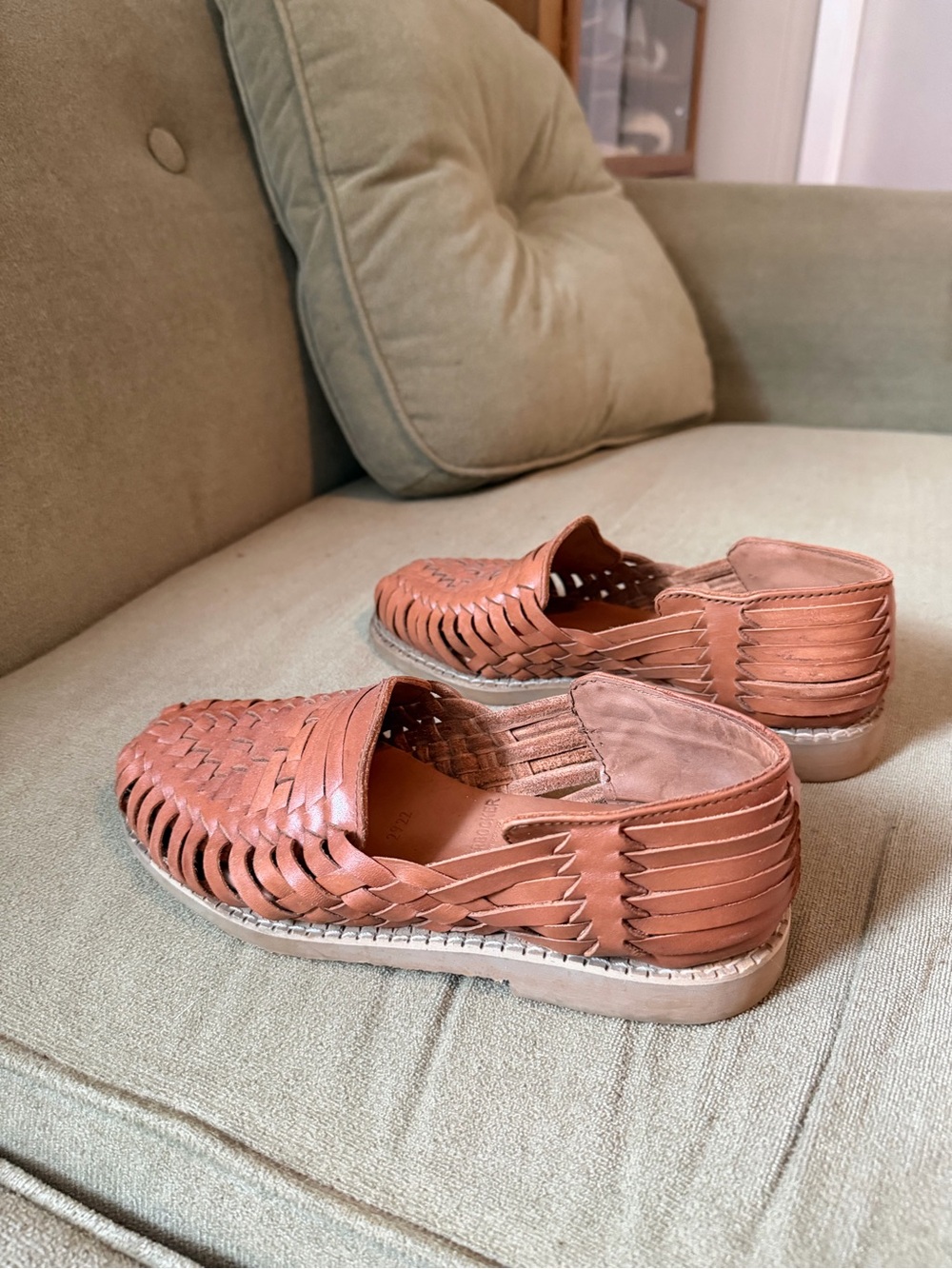 Knickerbocker Woven Leather Huarache Slip-Ons in Cognac